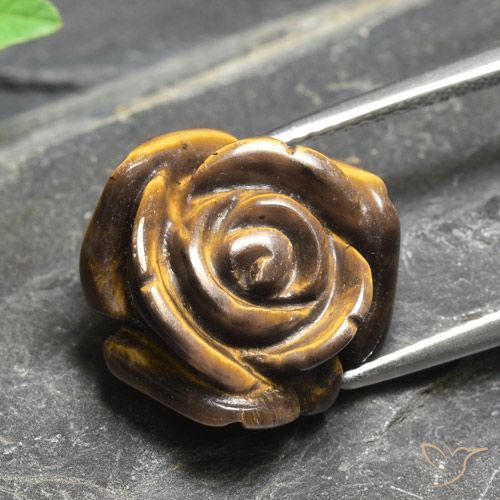 11.77ct Naturale Marrone dorato Occhio di tigre, Taglio a fiore, Opaco