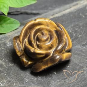 Occhio di tigre Marrone dorato naturale da 11.77 ct, Taglio a fiore, Opaco