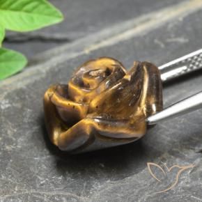 Occhio di tigre Marrone dorato naturale da 11.77 ct, Taglio a fiore, Opaco