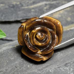 Tiger's eye naturale marrone da 10,88 ct, taglio fiore, opaco