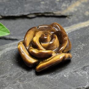 Tiger's eye naturale marrone da 10,88 ct, taglio fiore, opaco