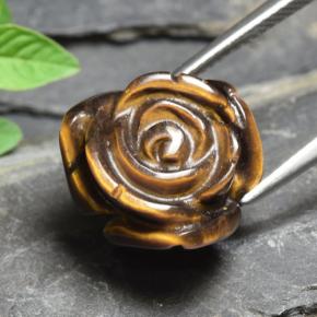 Tiger's eye naturale marrone da 11,54 ct, taglio fiore, opaco