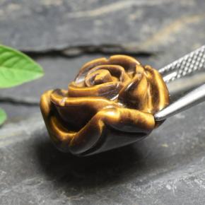 Tiger's eye naturale marrone da 11,54 ct, taglio fiore, opaco