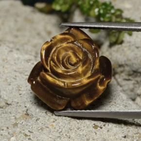 Tiger's eye naturale marrone da 11,39 ct, taglio fiore, opaco
