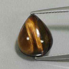 Occhio di tigre Oro Marrone naturale da 4.38 ct, Forma a pera, Opaco