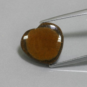Tiger's eye naturale marrone da 7,51 ct, a forma di cuore, opaco