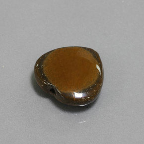 Tiger's eye naturale marrone da 7,51 ct, a forma di cuore, opaco
