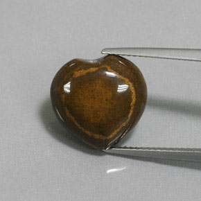 Tiger's eye naturale marrone da 9,02 ct, a forma di cuore, opaco