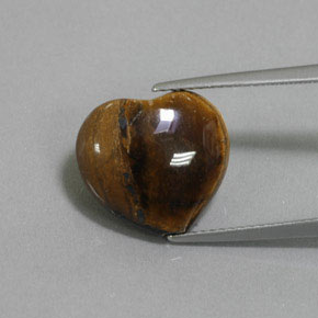 Tiger's eye naturale marrone da 9,47 ct, a forma di cuore, opaco