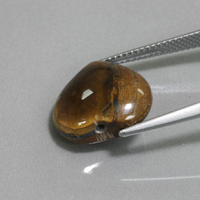 Tiger's eye naturale marrone da 9,47 ct, a forma di cuore, opaco