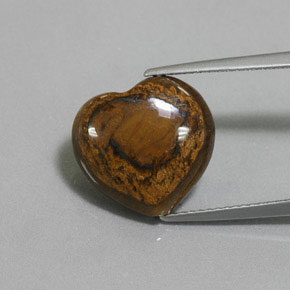 Tiger's eye naturale marrone da 8,46 ct, a forma di cuore, opaco
