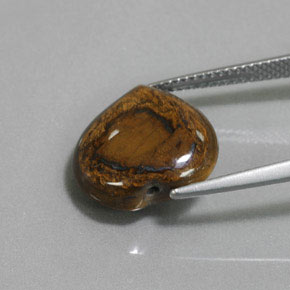 Tiger's eye naturale marrone da 8,46 ct, a forma di cuore, opaco