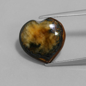 Tiger's eye naturale marrone da 9,68 ct, a forma di cuore, opaco