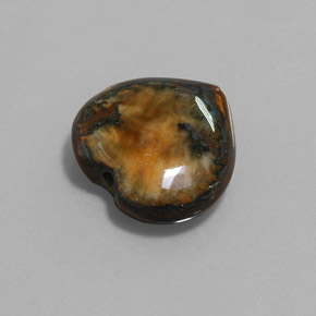 Tiger's eye naturale marrone da 9,68 ct, a forma di cuore, opaco