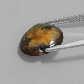 Tiger's eye naturale marrone da 9,68 ct, a forma di cuore, opaco