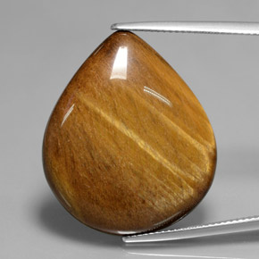 Tiger's eye naturale marrone da 30,37 ct, taglio a pera, opaco
