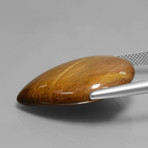 Tiger's eye naturale marrone da 30,37 ct, taglio a pera, opaco