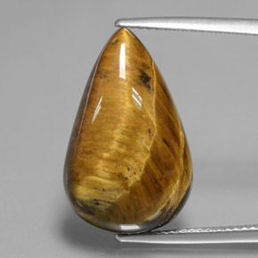 Tiger's eye naturale marrone da 12,18 ct, taglio a pera, opaco