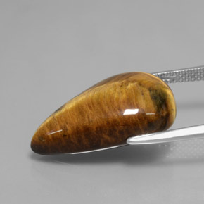 Tiger's eye naturale marrone da 12,18 ct, taglio a pera, opaco