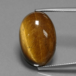 Tiger's eye naturale marrone da 18,74 ct, taglio ovale, opaco