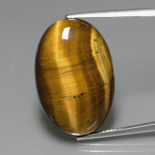 Tiger's eye naturale marrone da 19,40 ct, taglio ovale, opaco