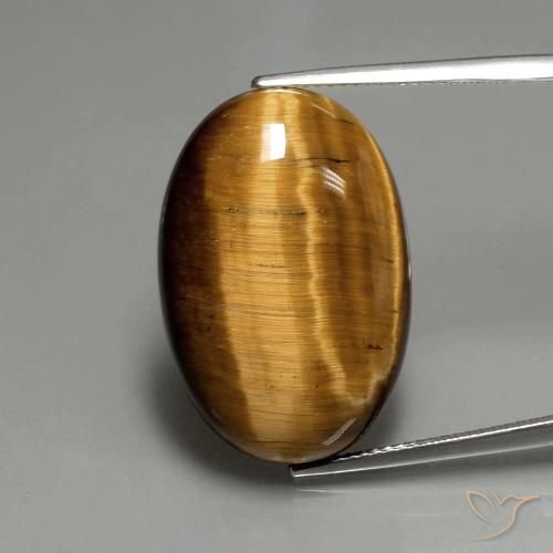 20.74ct Naturale Marrone medio Occhio di tigre, Ovale, Opaco