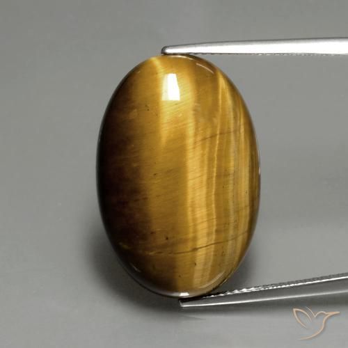 Occhio di tigre Marrone dorato naturale da 19.66 ct, Ovale, Opaco