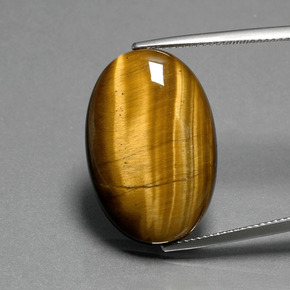 Tiger's eye naturale marrone da 19,87 ct, taglio ovale, opaco