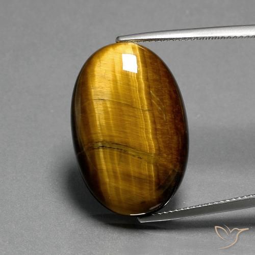 21.02ct Naturale Marrone medio Occhio di tigre, Ovale, Opaco