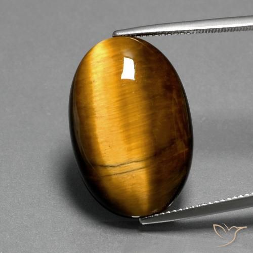 Occhio di tigre Marrone medio naturale da 19.68 ct, Ovale, Opaco