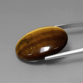 Tiger's eye naturale marrone da 22,74 ct, taglio ovale, opaco