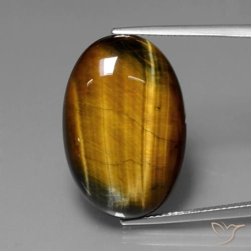 20.61ct Naturale Marrone medio Occhio di tigre, Ovale, Opaco