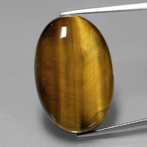 Tiger's eye naturale marrone da 20,54 ct, taglio ovale, opaco