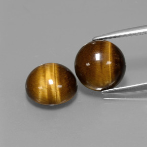 Tiger's eye naturale marrone da  ct, taglio rotondo, opaco