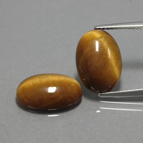 Tiger's eye naturale marrone da 9,04 ct, taglio ovale, opaco