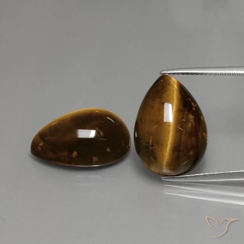 22.97ctw Naturale Marrone ruggine Occhio di tigre, Forma a pera, Opaco