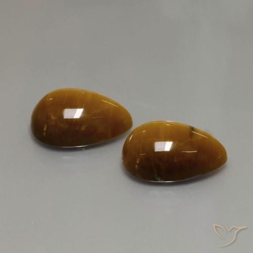 Gemme di Occhio di tigre Marrone dorato naturale da 22.63 ct, Forma a pera, Opaco