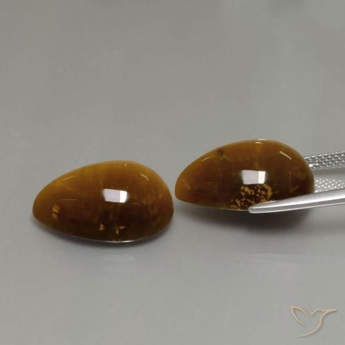 Gemme di Occhio di tigre Marrone dorato naturale da 22.63 ct, Forma a pera, Opaco