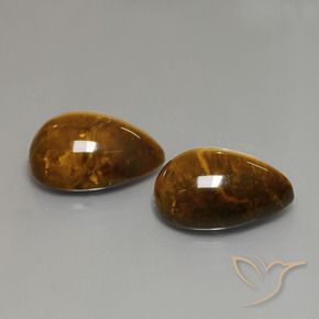 Gemme di Occhio di tigre Marrone caldo naturale da 22.82 ct, Forma a pera, Opaco