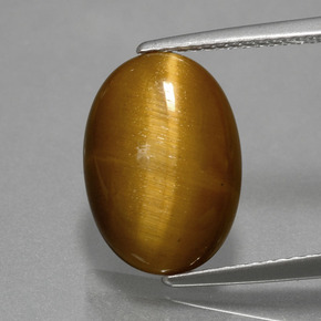 Occhio di tigre Oro Marrone naturale da 4.49 ct, Taglio ovale, Opaco