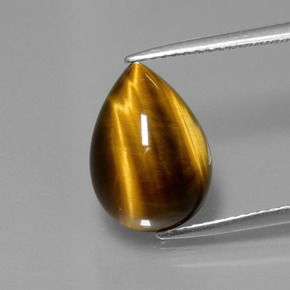 Tiger's eye naturale marrone da 5,05 ct, taglio a pera, opaco