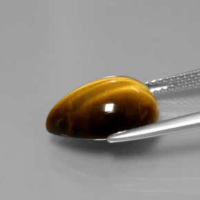 Tiger's eye naturale marrone da 5,05 ct, taglio a pera, opaco