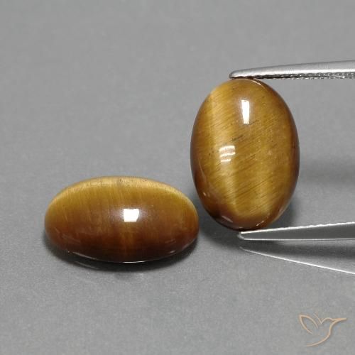 9.08ctw Naturale Marrone medio-chiaro Occhio di tigre, Ovale, Opaco