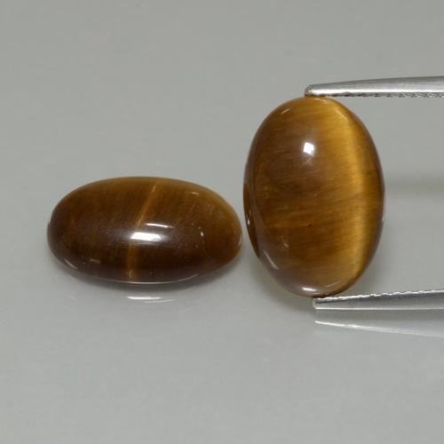 Gemme di Occhio di tigre Marrone caldo naturale da 9.09 ct, Taglio ovale, Opaco