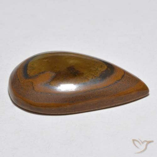 Occhio di tigre Cedar Brown naturale da 43.20 ct, Forma a pera, Opaco