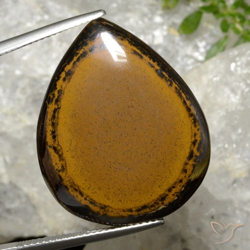 30.34ct Naturale Marrone Occhio di tigre, Forma a pera, Opaco