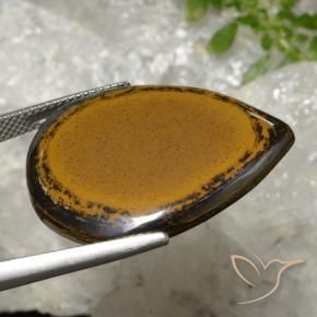 Occhio di tigre Marrone naturale da 30.34 ct, Forma a pera, Opaco