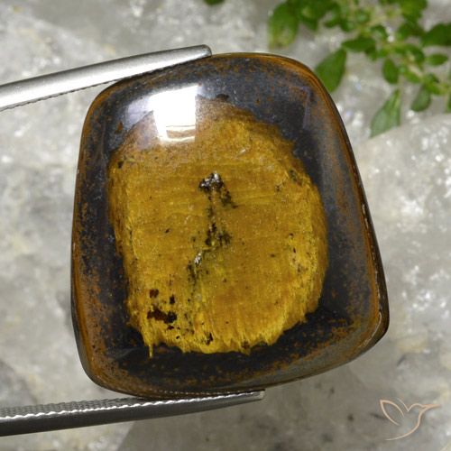 43.20ct Naturale Marrone giallastro Occhio di tigre, Taglio a fantasia, Opaco, Photo A