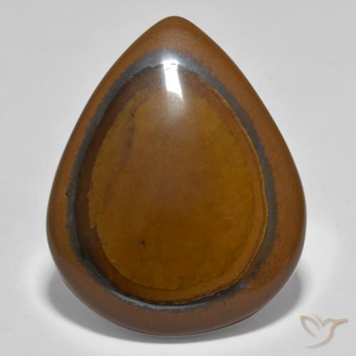 34.80ct Naturale Cedar Brown Occhio di tigre, Forma a pera, Opaco