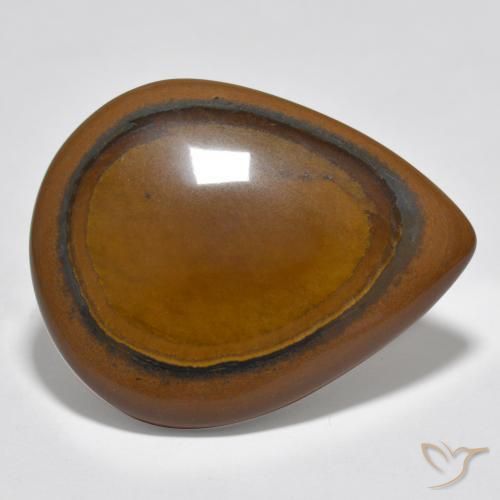 Occhio di tigre Cedar Brown naturale da 34.80 ct, Forma a pera, Opaco